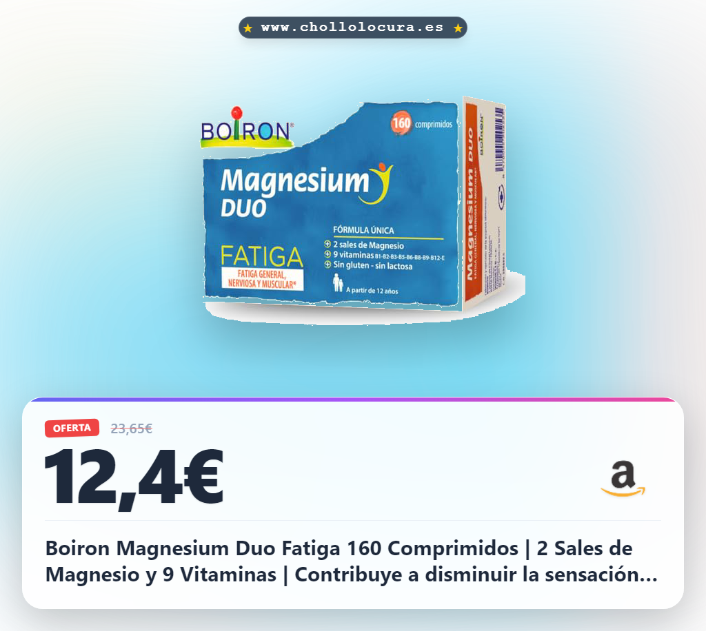 Boiron Magnesium Duo Fatiga 160 Comprimidos | 2 Sales de Magnesio y 9 Vitaminas | Contribuye a disminuir la sensación de fatiga y cansancio.