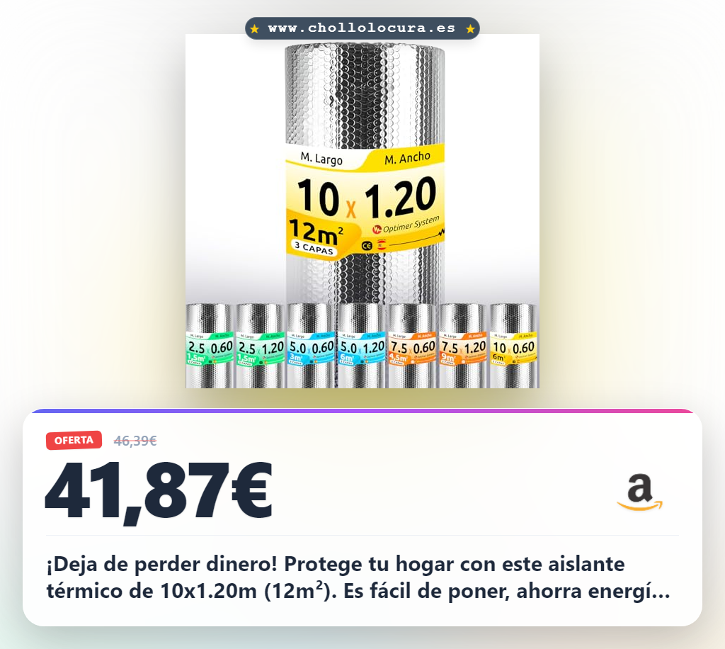 Logra aislar tu hogar con Rollo Aislante Térmico Reflexivo 10x1.20m (12m²) al mejor precio