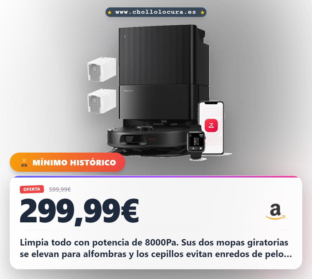 Aprovecha el robot aspirador Roborock QV 35A con succión 8000Pa y doble mopa giratoria en oferta