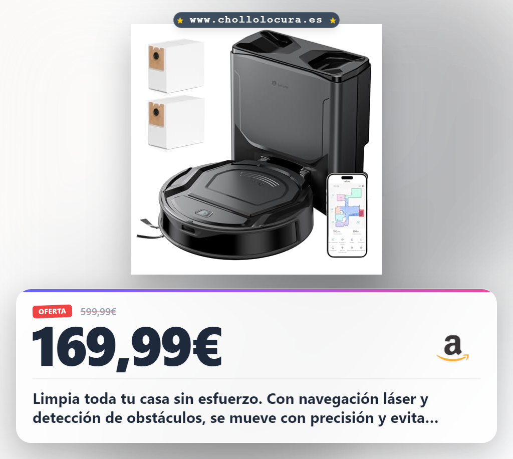 Aprovecha el robot aspirador Lefant M210 Plus con mapeo láser y vaciado automático en oferta histórica