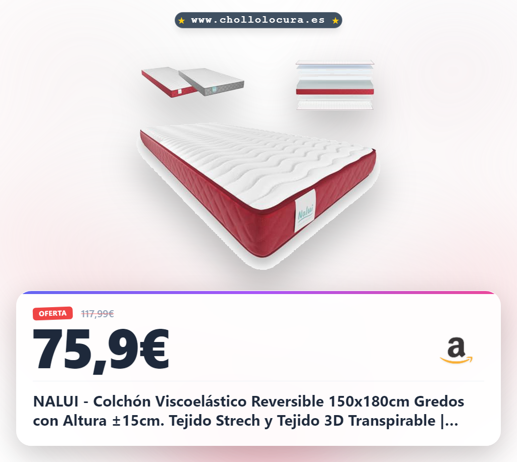 Aprovecha este colchón viscoelástico reversible para cama nido con tejido strech y máxima transpiración al mejor precio
