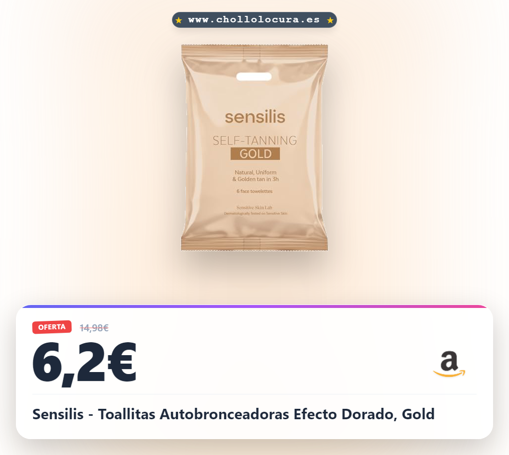 Logra un tono dorado natural e hidratado con Toallitas Autobronceadoras Sensilis Gold al mejor precio