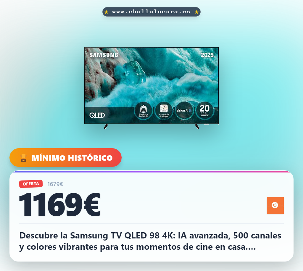 Disfruta de tus series y pelis con la Samsung TV QLED 98 4K: IA, 500 canales y colores impresionantes