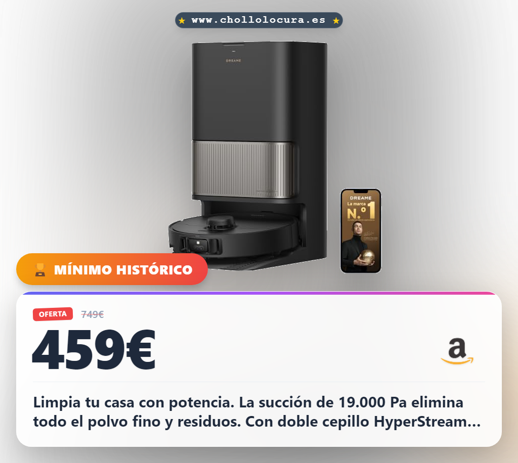 Aprovecha la aspiradora robot DREAME L40s Pro Ultra con succión 19000 Pa y doble cepillo en oferta histórica