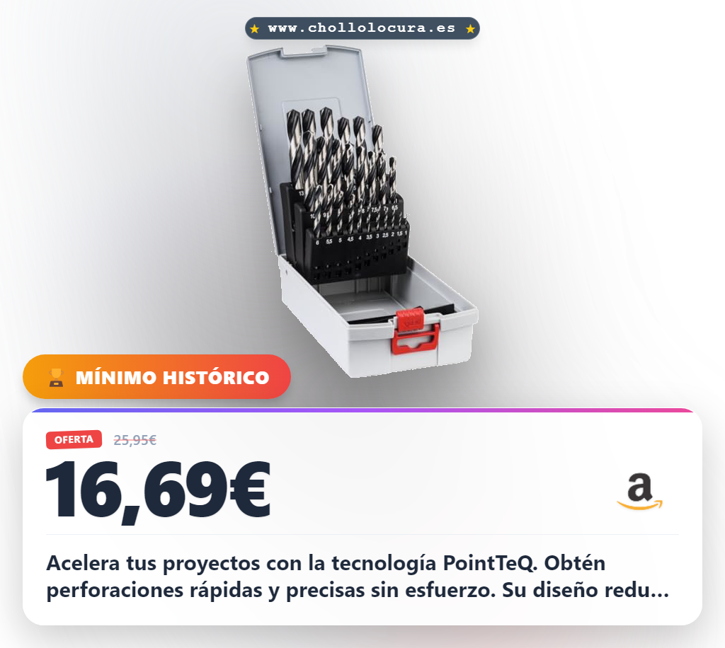 Aprovecha el set de 25 brocas helicoidales HSS PointTeQ Bosch Professional para perforar metal al mejor precio