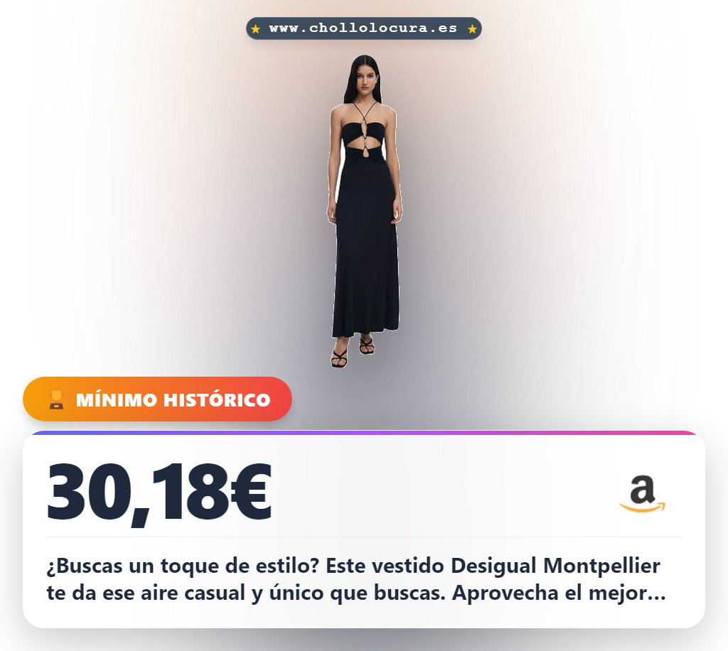 Ahorra este Vestido Casual Desigual Montpellier Negro Talla L al mejor precio de la temporada