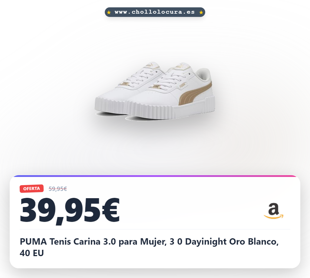 PUMA Tenis Carina 3.0 para Mujer, 3 0 Dayinight Oro Blanco, 40 EU
