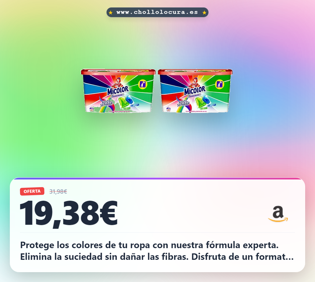 Aprovecha el detergente Micolor en cápsulas para expertos en color y un formato sostenible al mejor precio
