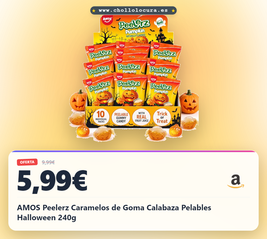 AMOS Peelerz Caramelos de Goma Calabaza Pelables Halloween 240g