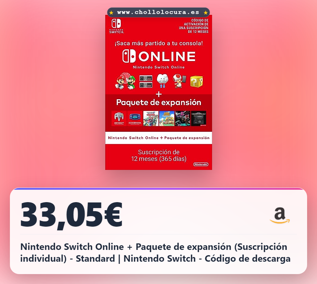 Nintendo Switch Online + Paquete de expansión (Suscripción individual) - Standard | Nintendo Switch - Código de descarga