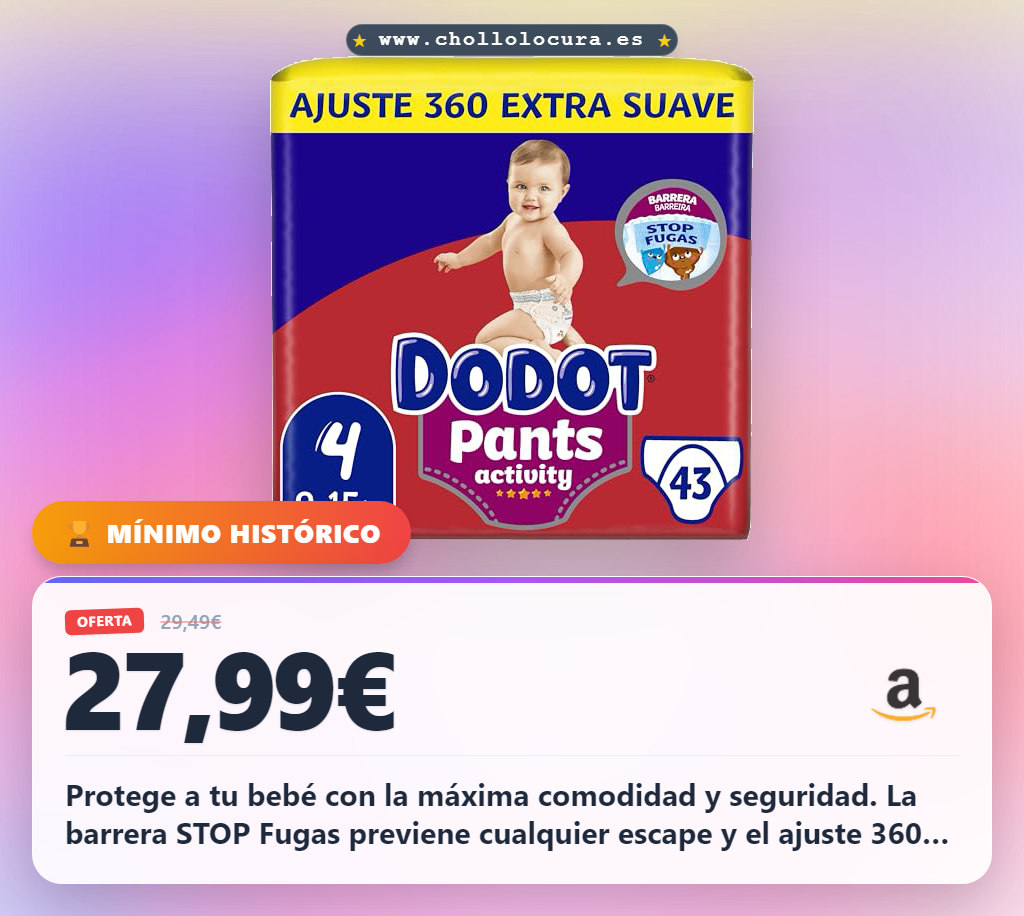 Aprovecha la barrera STOP Fugas Dodot con ajuste 360º para pañales de 9kg-15kg en oferta histórica