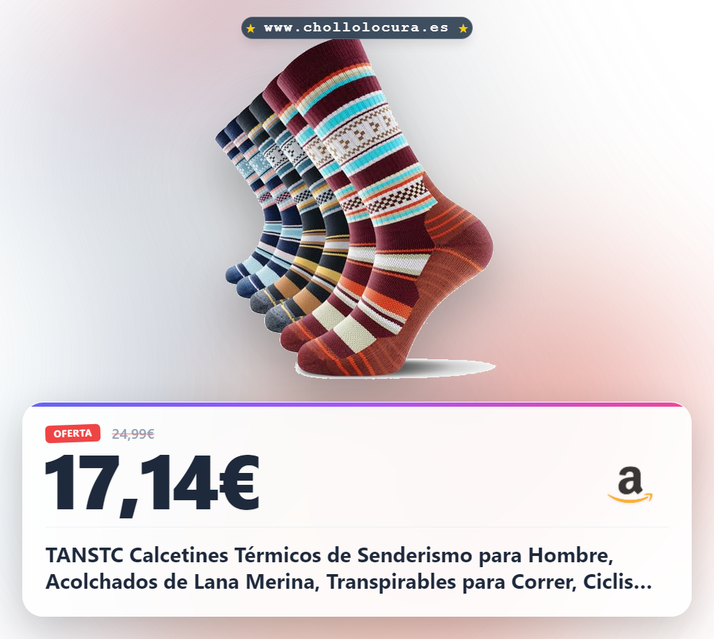 TANSTC Calcetines Térmicos de Senderismo para Hombre, Acolchados de Lana Merina, Transpirables para Correr, Ciclismo e Invierno, 3 Pares, Multicolor, Talla L