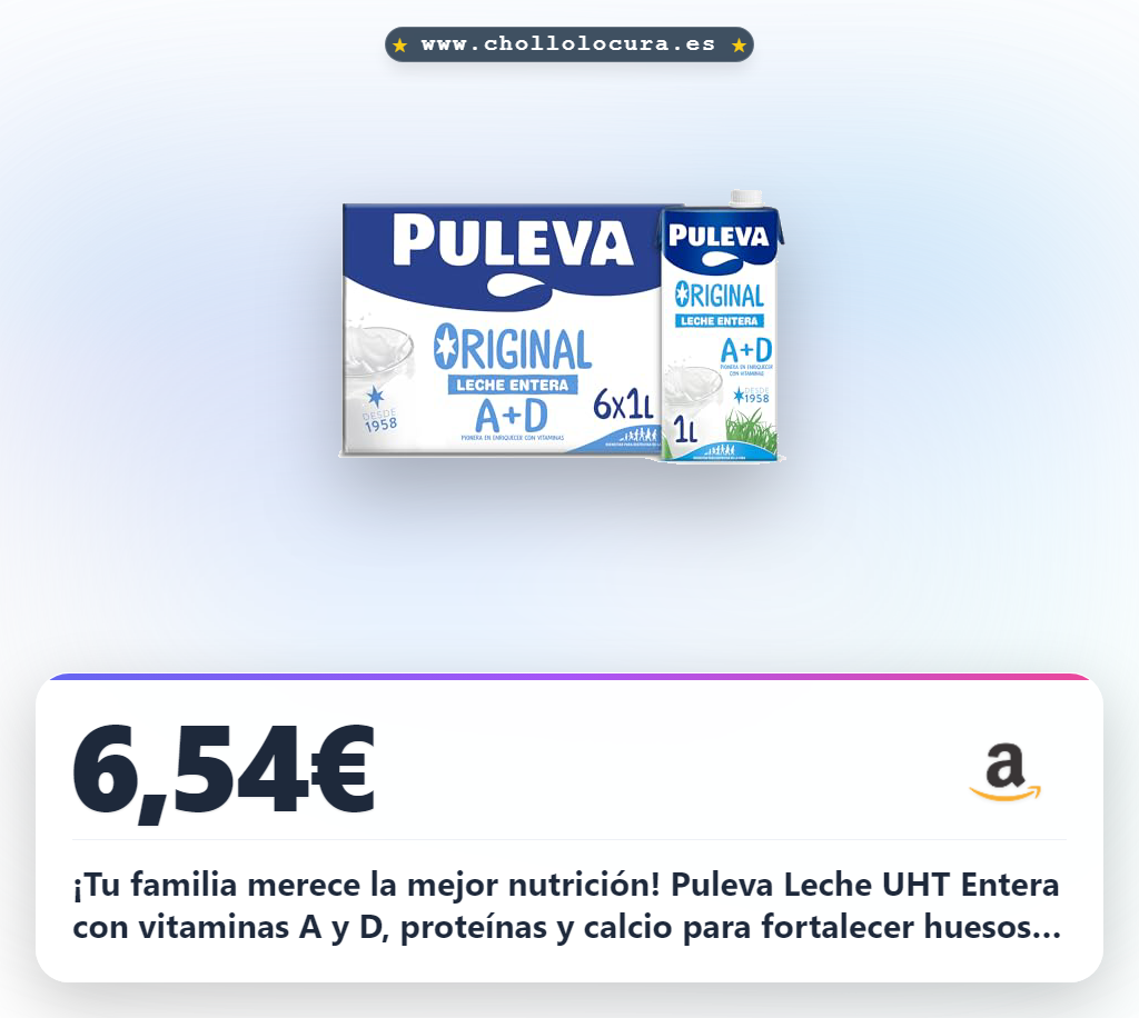 PULEVA Leche UHT Entera slim Pack 6 x 1L