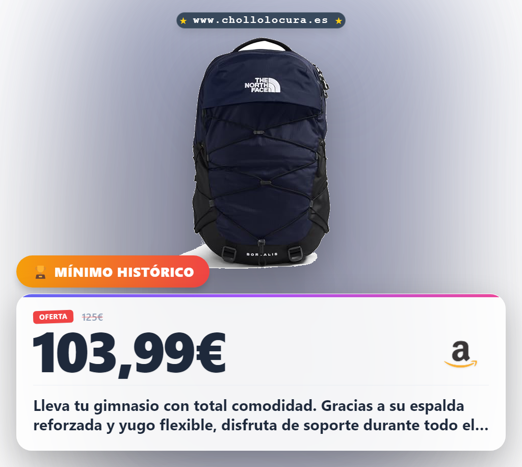 Consigue la mochila THE NORTH FACE BOREALIS para gimnasio hombre con espalda reforzada y máxima comodidad en oferta
