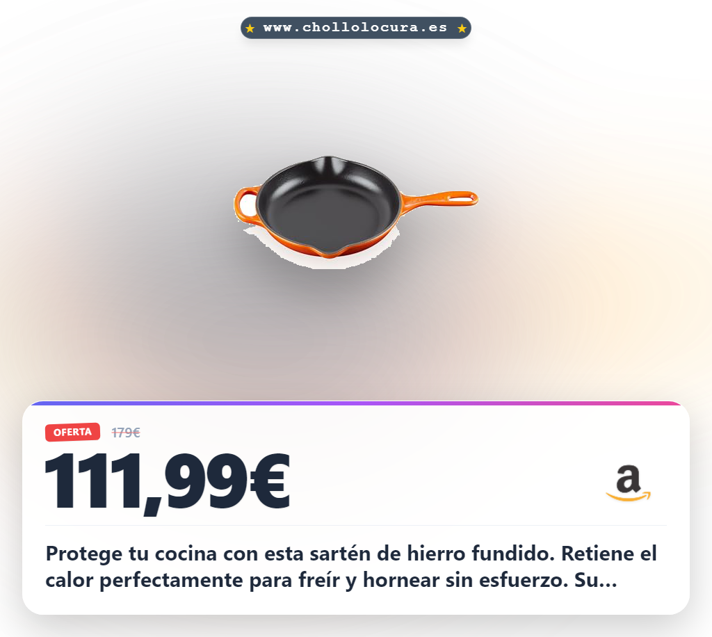 Aprovecha esta sartén de hierro fundido con asa auxiliar para cocinar a fuego lento y hornear al mejor precio