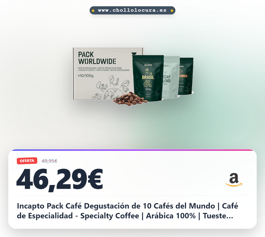 Incapto Pack Café Degustación de 10 Cafés del Mundo | Café de Especialidad - Specialty Coffee | Arábica 100% | Tueste Natural y Artesanal | Ideal para Regalar café | 10 paquetes de 100g