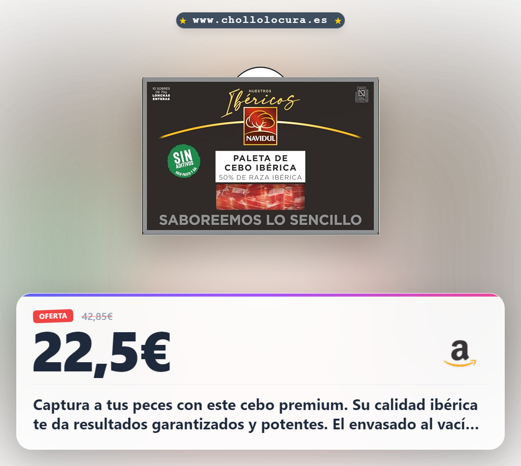 Encuentra el maletín Navidul de Paleta de Cebo Ibérica 50% raza ibérica en oferta histórica al mejor precio del año al 700g.