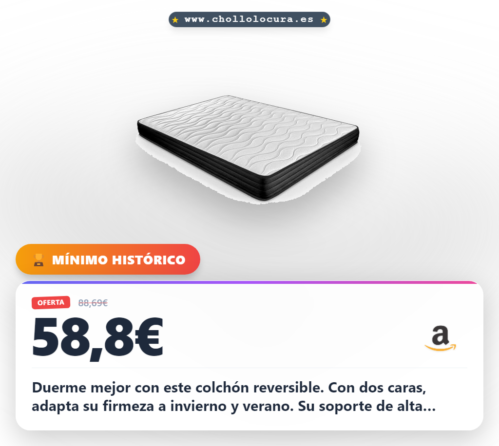 Consigue colchón viscoelástico reversible 90x190, firmeza media-alta y protección antiácaros.