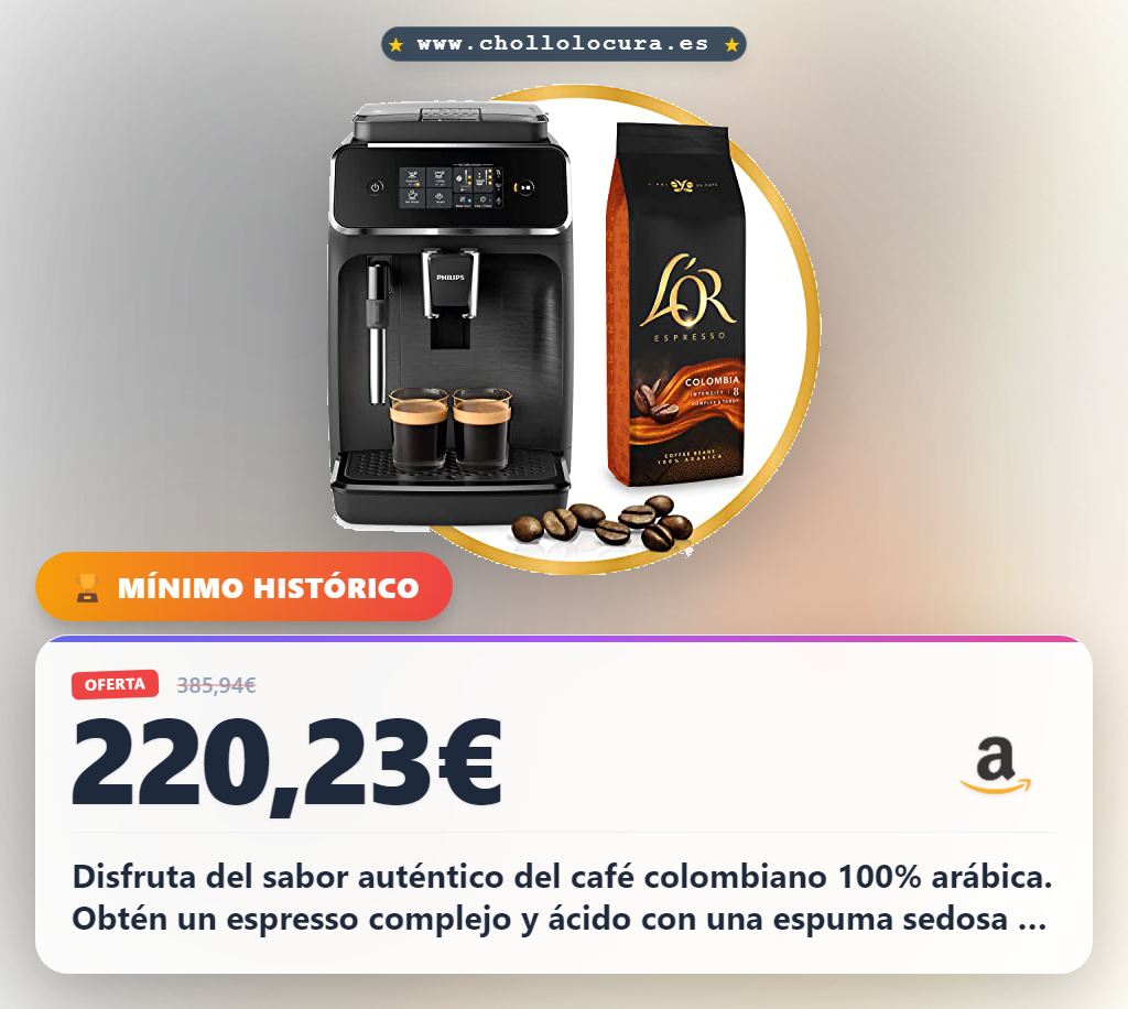 Consigue el combo L'Or Espresso Colombia y Philips Serie 2200. Disfruta de espuma suave y control intuitivo.