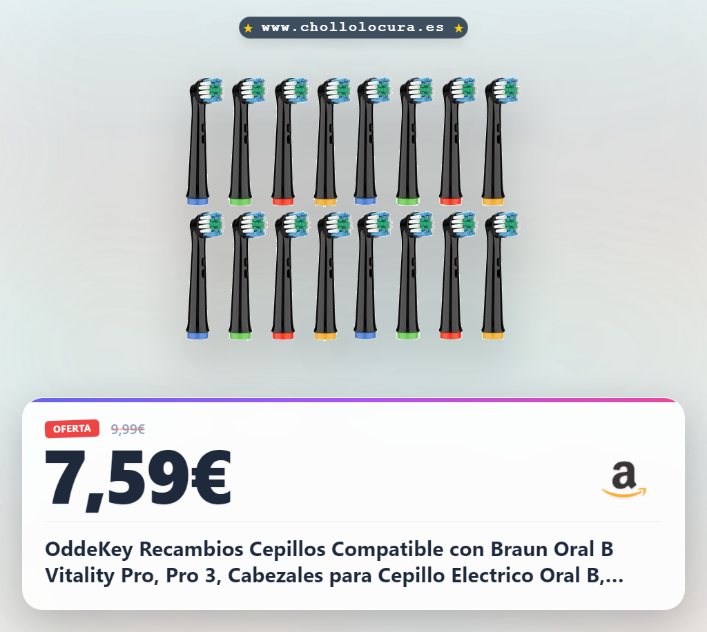 OddeKey Recambios Cepillos Compatible con Braun Oral B Vitality Pro, Pro 3, Cabezales para Cepillo Electrico Oral B, Repuestos Cuidados Suaves, Pack de 16 Cabezales, Nnegro