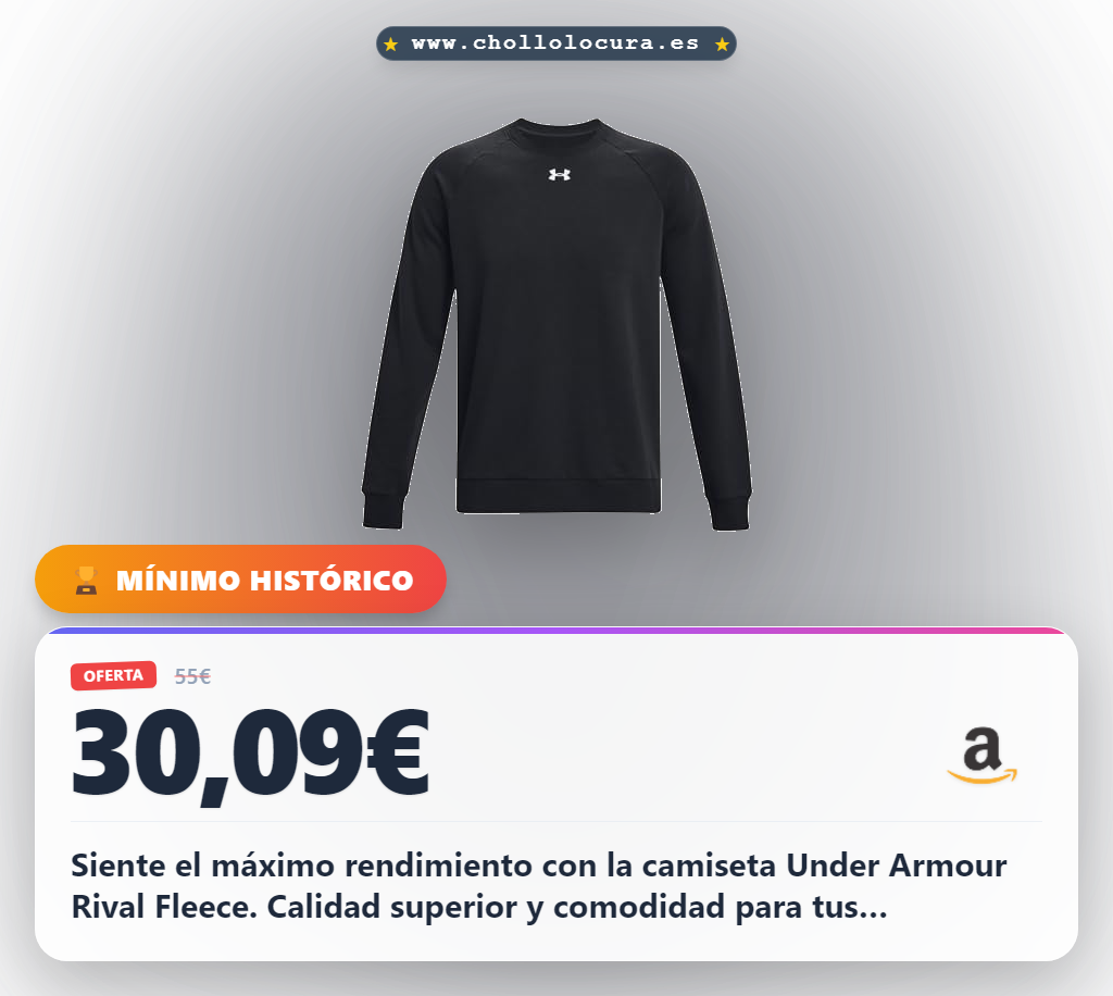 Aprovecho la camiseta Under Armour Rival Fleece Crew Shirt con calidad y rendimiento al mejor precio
