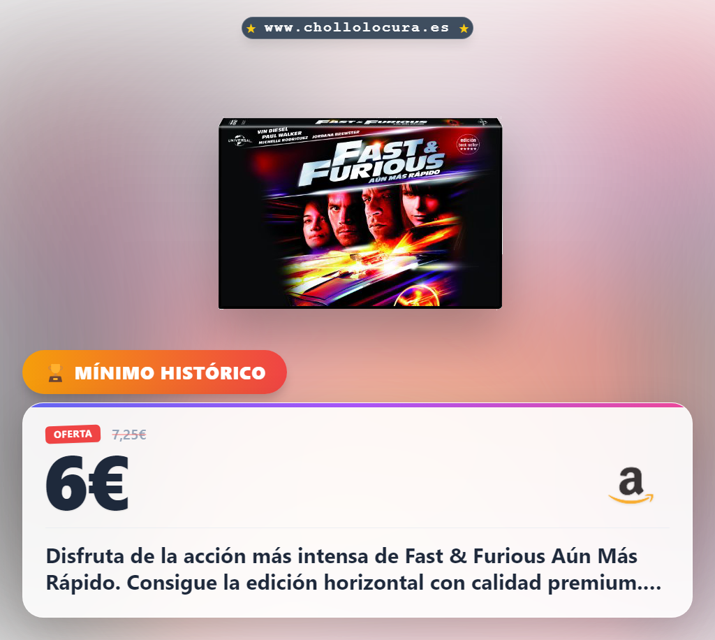 Disfruta de la acción más intensa de Fast & Furious Aún Más Rápido en DVD Edición Horizontal al mejor precio