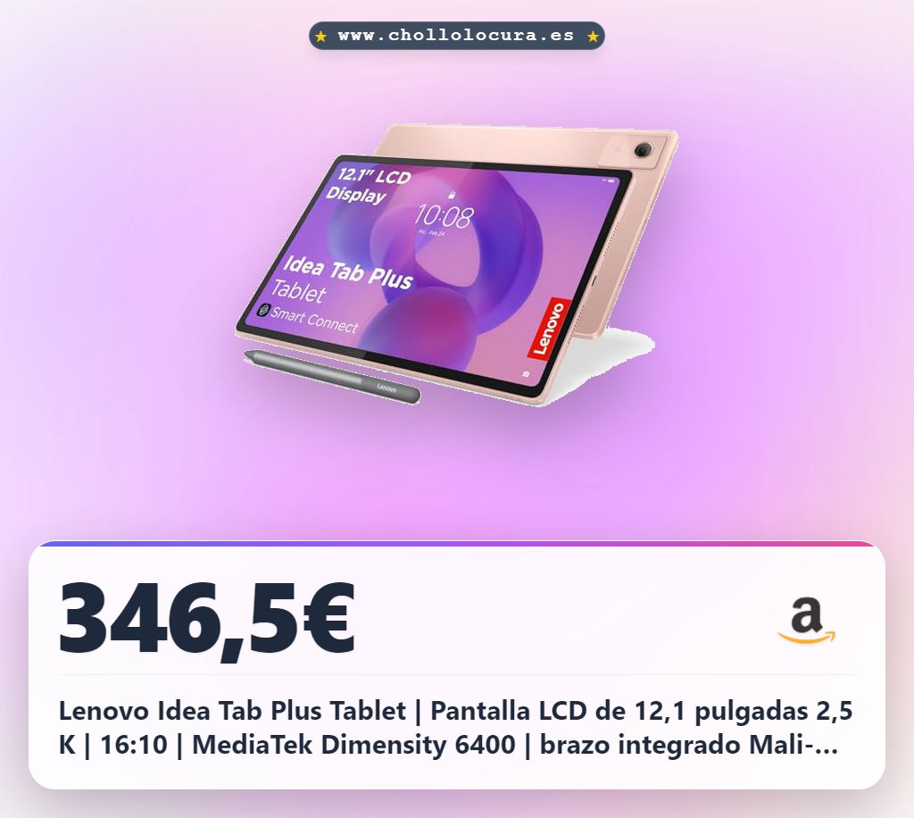Lenovo Idea Tab Plus Tablet | Pantalla LCD de 12,1 pulgadas 2,5 K | 16:10 | MediaTek Dimensity 6400 | brazo integrado Mali-G57 gráfico | 8 GB de RAM | 128 GB de memoria | Android 15 | color arena rosa
