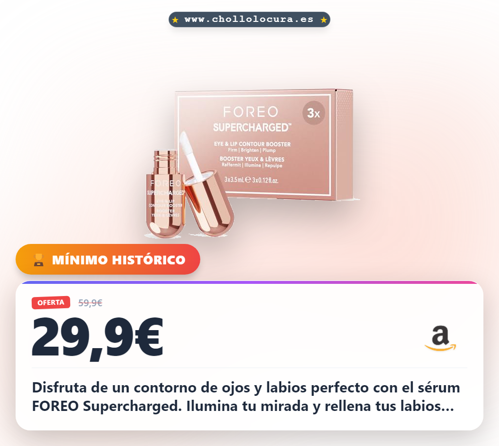Aprovecha el sérum facial FOREO Supercharged Eye & Lip Contour Booster con niacinamida y cafeína en oferta