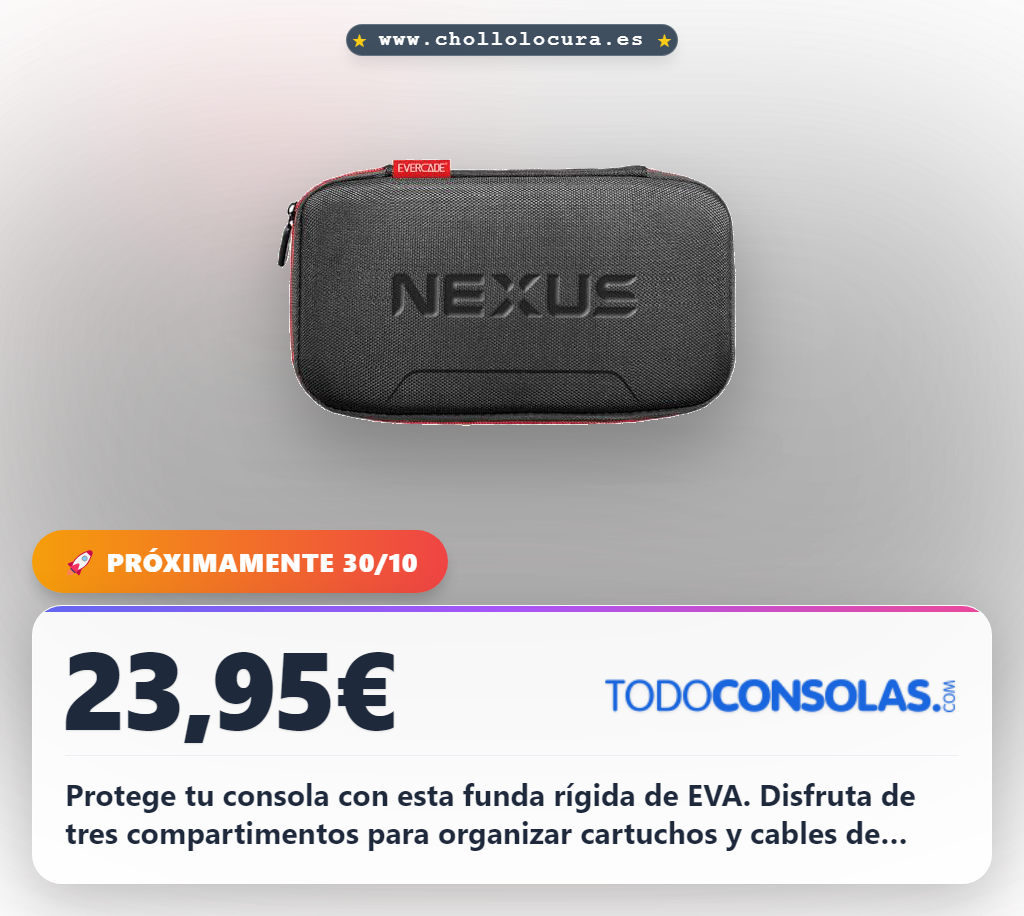 Consigue la funda rígida de EVA para Evercade Nexus con compartimentos y almacenamiento seguro al mejor precio
