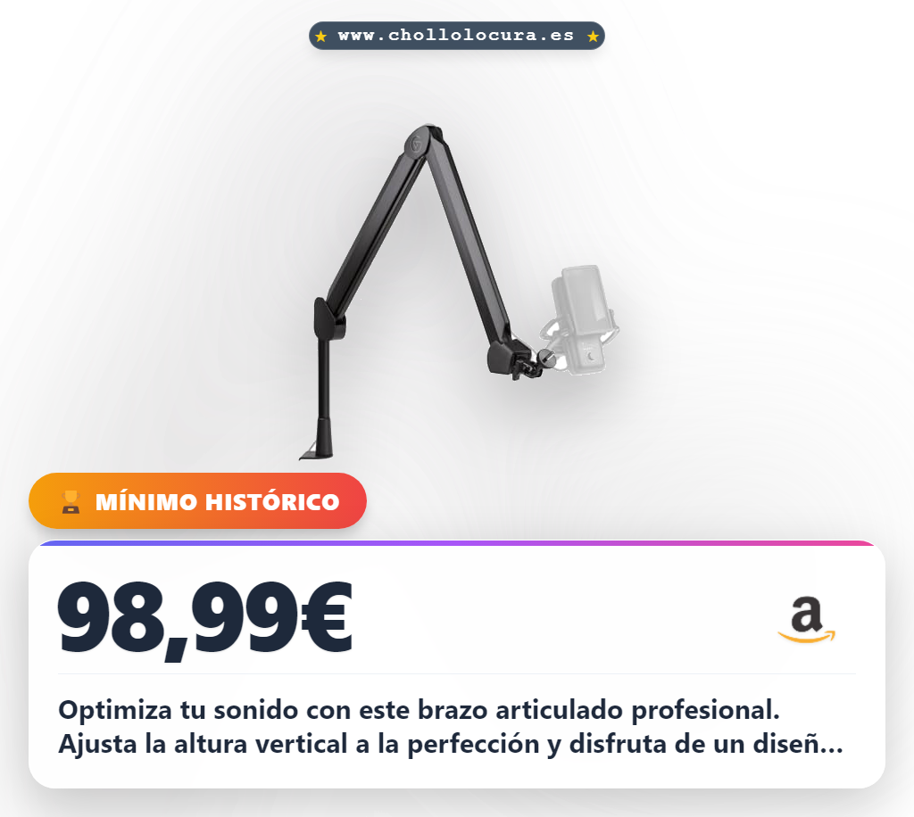 Consigue el brazo articulado profesional para micrófono con cabezal ajustable y extensión de 750 mm