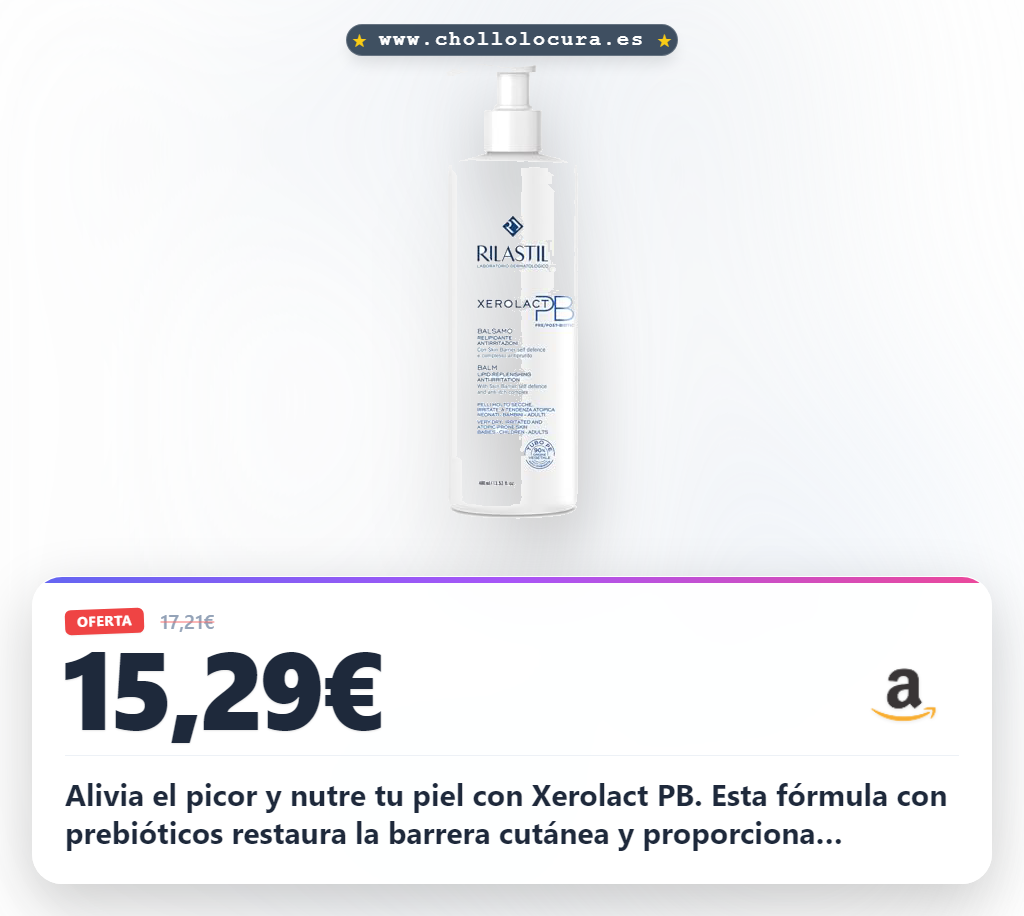 Alivia el picor y nutre tu piel con Xerolact PB. Esta fórmula con prebióticos restaura la barrera cutánea y proporciona hidratación profunda durante 48 horas. Ideal para pieles secas o atópicas, es hipoalergénico y seguro para toda la familia.