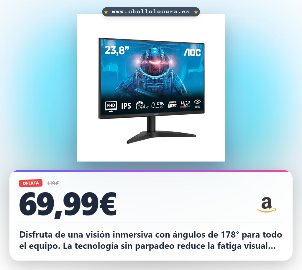 Aprovecha este monitor AOC 24B36X con panel IPS y 144Hz para trabajo colaborativo en oferta histórica