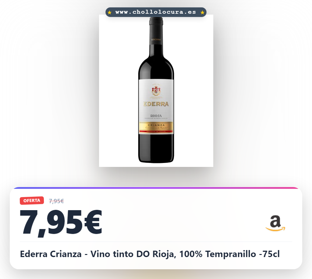 Ederra Crianza - Vino tinto DO Rioja, 100% Tempranillo -75cl