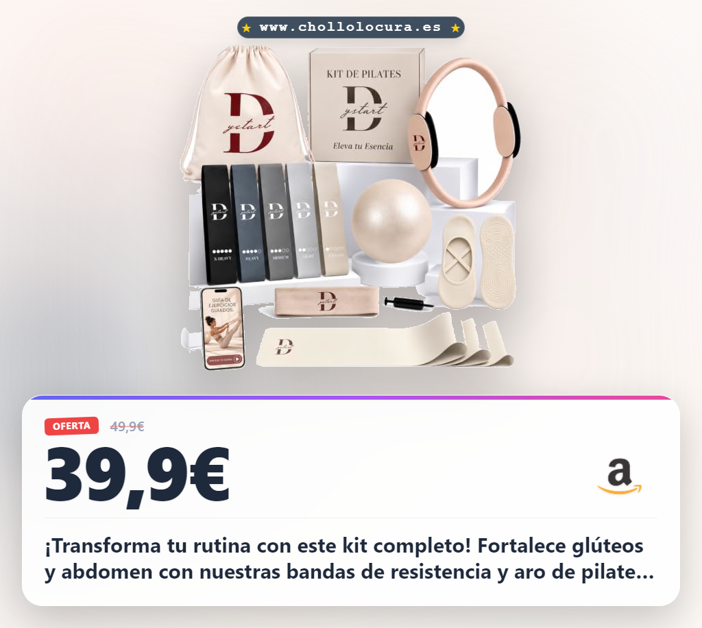 Aprovecha este kit Pilates completo con bandas de resistencia, aro y accesorios para yoga y gimnasio al mejor precio
