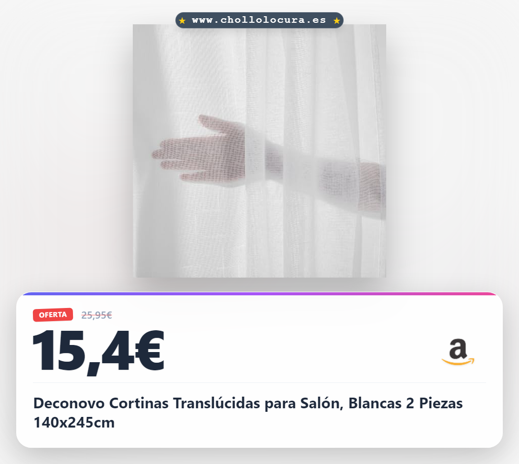 Deconovo Cortinas Translúcidas para Salón, Blancas 2 Piezas 140x245cm