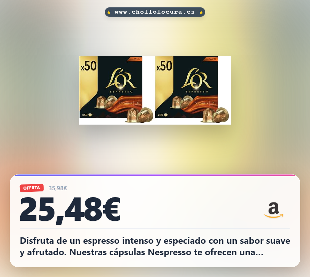 Aprovecha las cápsulas L'OR Espresso Colombia Intensidad 8 para Nespresso al mejor precio de oferta