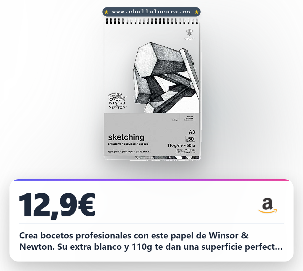 Crea bocetos profesionales con este papel de Winsor & Newton. Su extra blanco y 110g te dan una superficie perfecta para lápiz, carbón y más. Es duradero y fácil de usar para tus estudios rápidos. Calidad y versatilidad al alcance de tu mano.