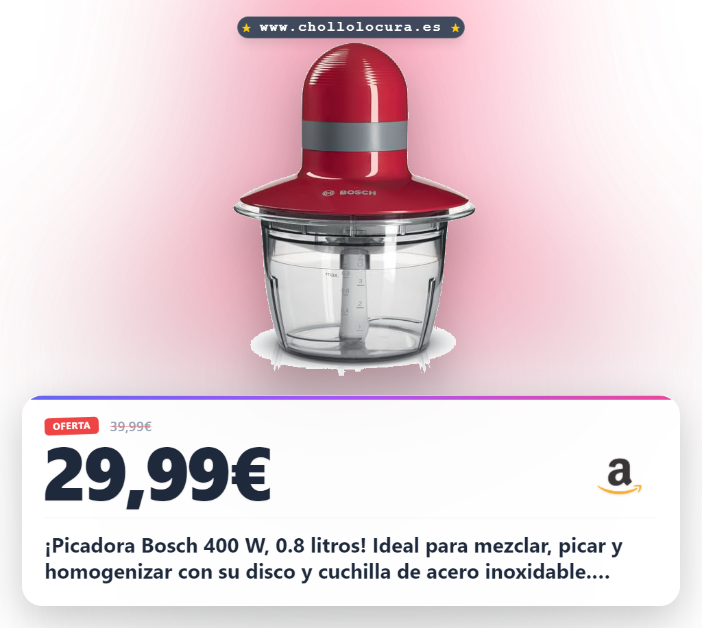Bosch MMR08R2 - Picadora, 400 W, Capacidad 0.8 litros, color rojo