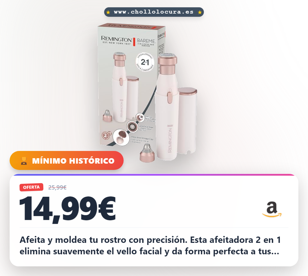 Consigue afeitadora facial 2 en 1 Remington BareMe con depilador de cejas y batería USB-C al mejor precio