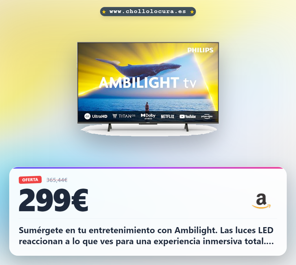 Aprovecha el televisor Philips Ambilight 55 pulgadas 4K con sonido Dolby Atmos y gaming.