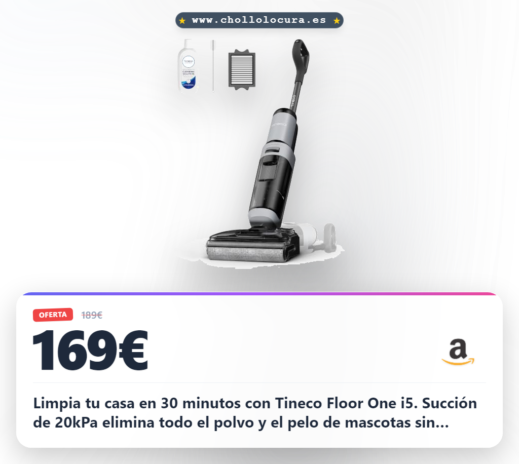 Aprovecha la aspiradora y fregona Tineco con succión 20kPa y limpieza de bordes en oferta histórica