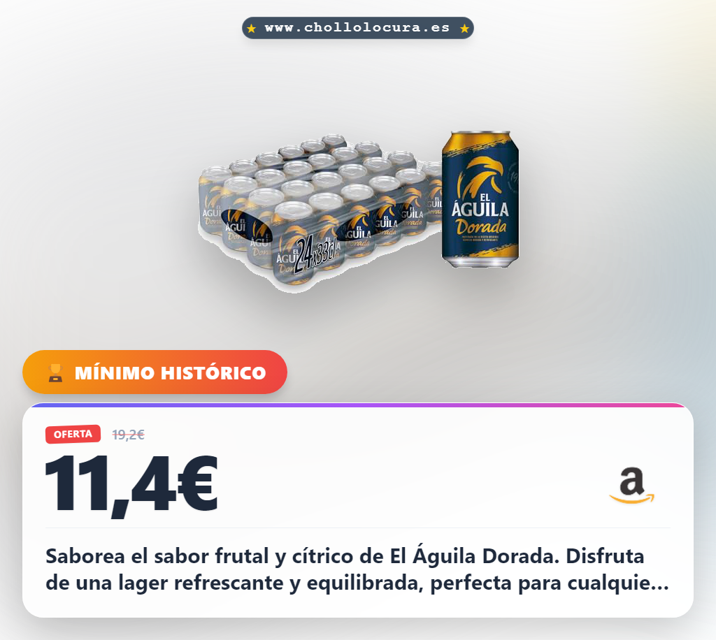 Aprovecha el Pack de 24 latas de Cerveza Lager El Águila Dorada con aroma frutal y cítrico al mejor precio