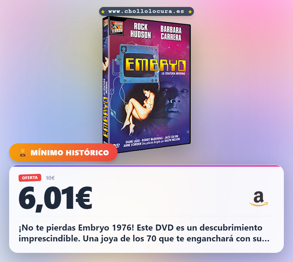 Llévate el DVD de Embryo 1976 con toda la información histórica al mejor precio en oferta actual