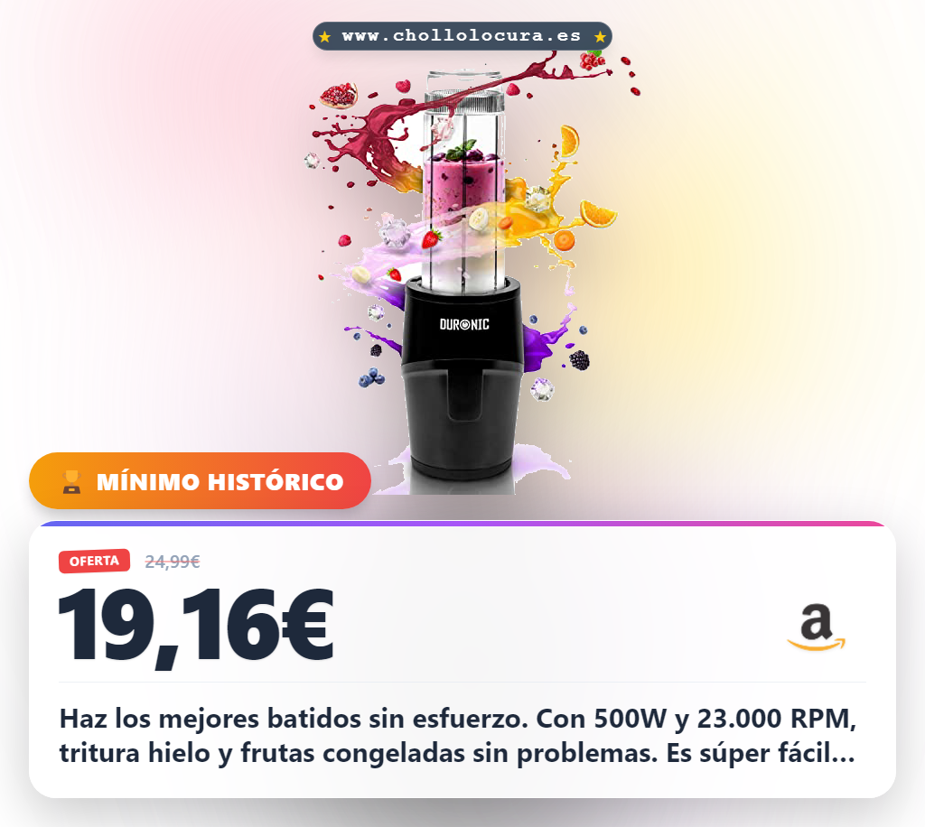 Compra la batidora portátil Duronic BL510 de 500W y disfruta de zumos frescos al mejor precio