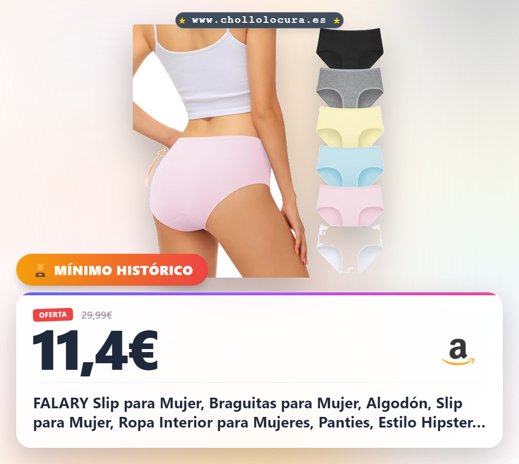 FALARY Slip para Mujer, Braguitas para Mujer, Algodón, Slip para Mujer, Ropa Interior para Mujeres, Panties, Estilo Hipster, Cómodas y Transpirables, Pack de 6 (M/40 EU, Multicolor-2).