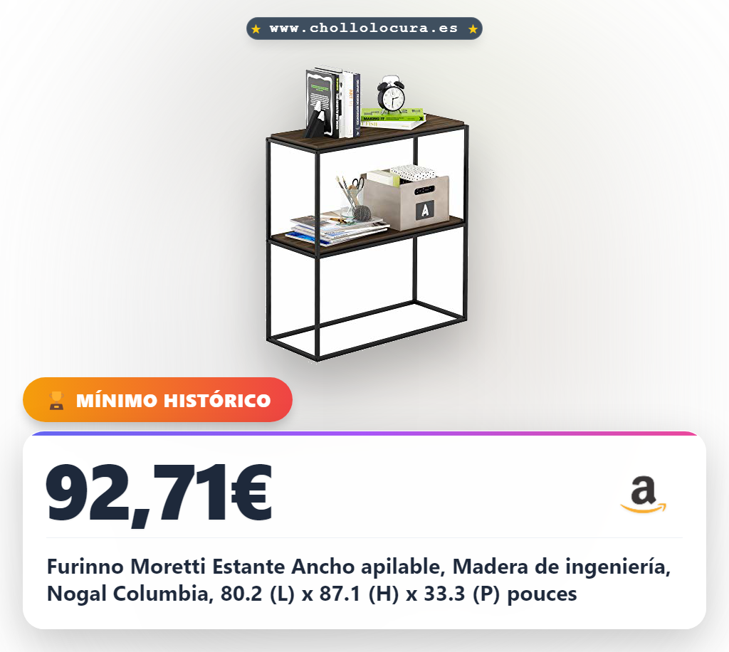 Furinno Moretti Estante Ancho apilable, Madera de ingeniería, Nogal Columbia, 80.2 (L) x 87.1 (H) x 33.3 (P) pouces
