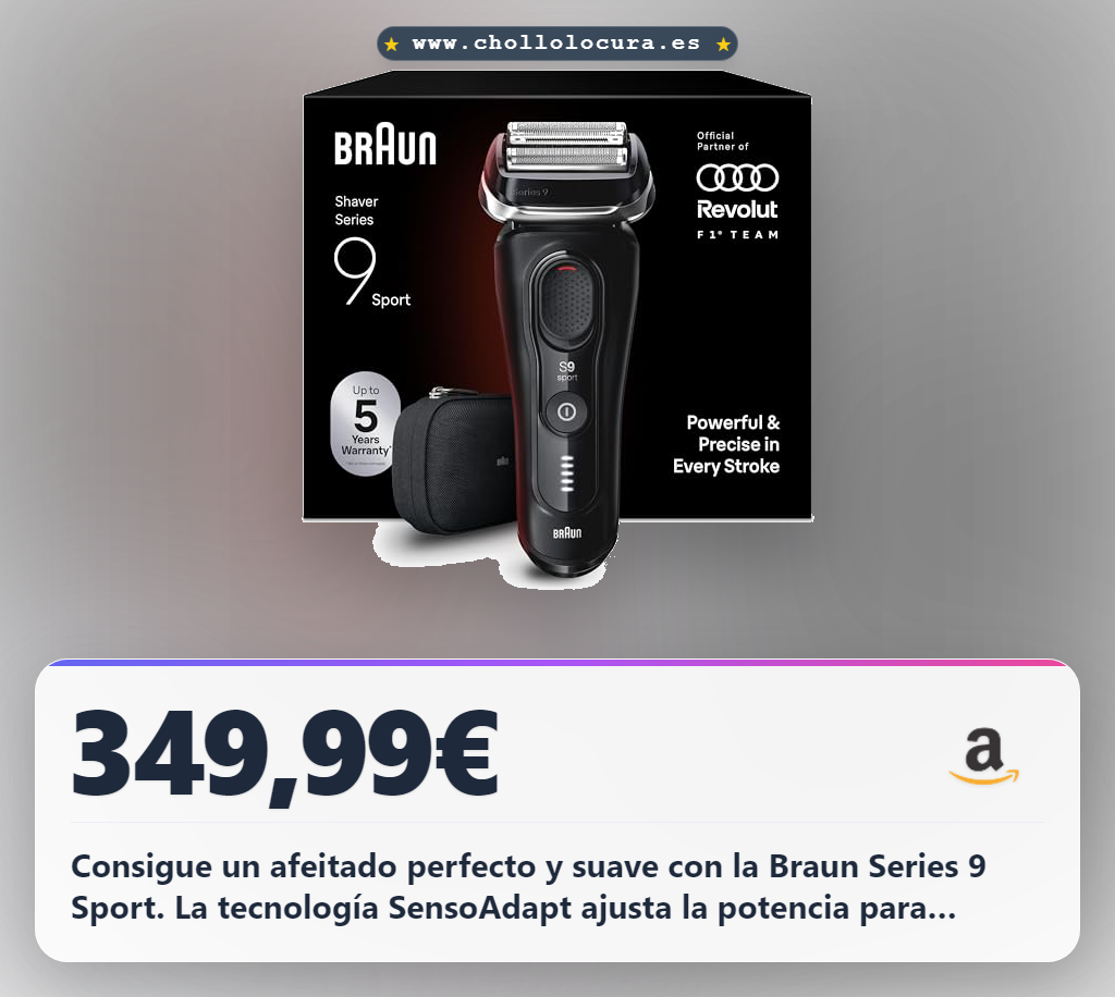 Aprovecha la afeitadora eléctrica Braun Series 9 Sport con tecnología SensoAdapt y precisión de 0.05 mm al mejor precio
