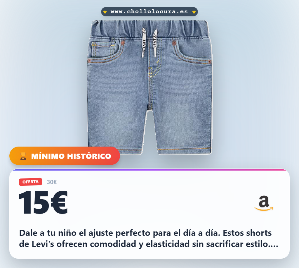 Aprovecha los shorts Levi's Skinny Fit para niños de 8 años con cintura elástica al mejor precio