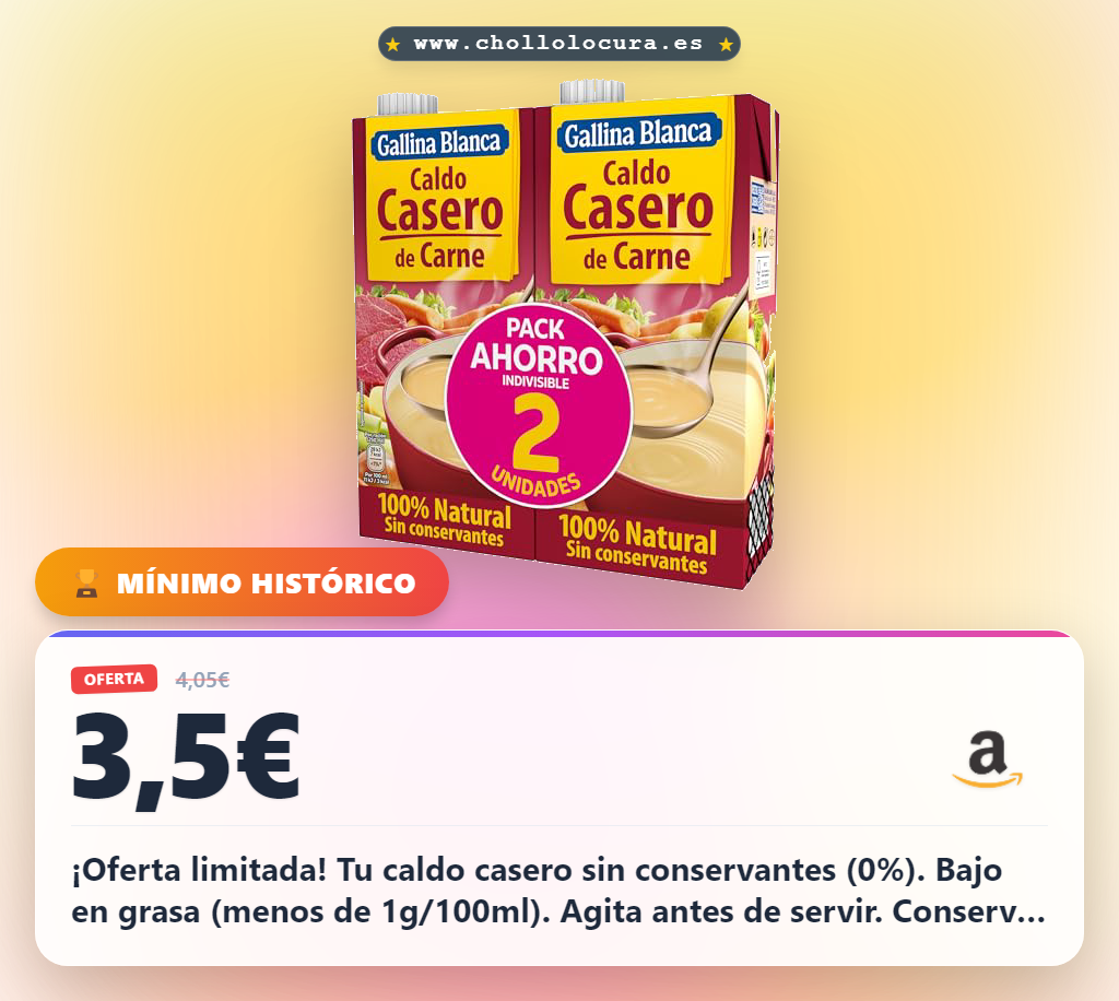 Gallina Blanca Caldo Casero de Carne, 2 x 1L