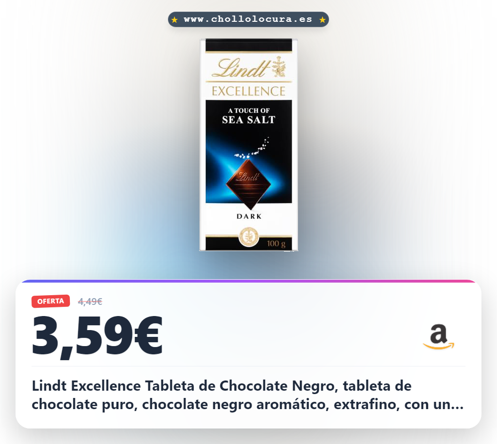 Lindt Excellence Tableta de Chocolate Negro, tableta de chocolate puro, chocolate negro aromático, extrafino, con un Toque de Flor de Sal, 100g